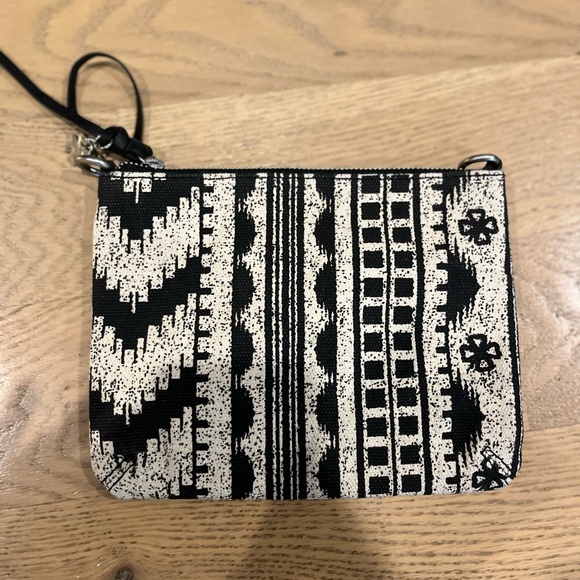 Lucky Brand Black and White Patterned Clutch / Wristlet Leather and Cloth - Picture 1 of 4